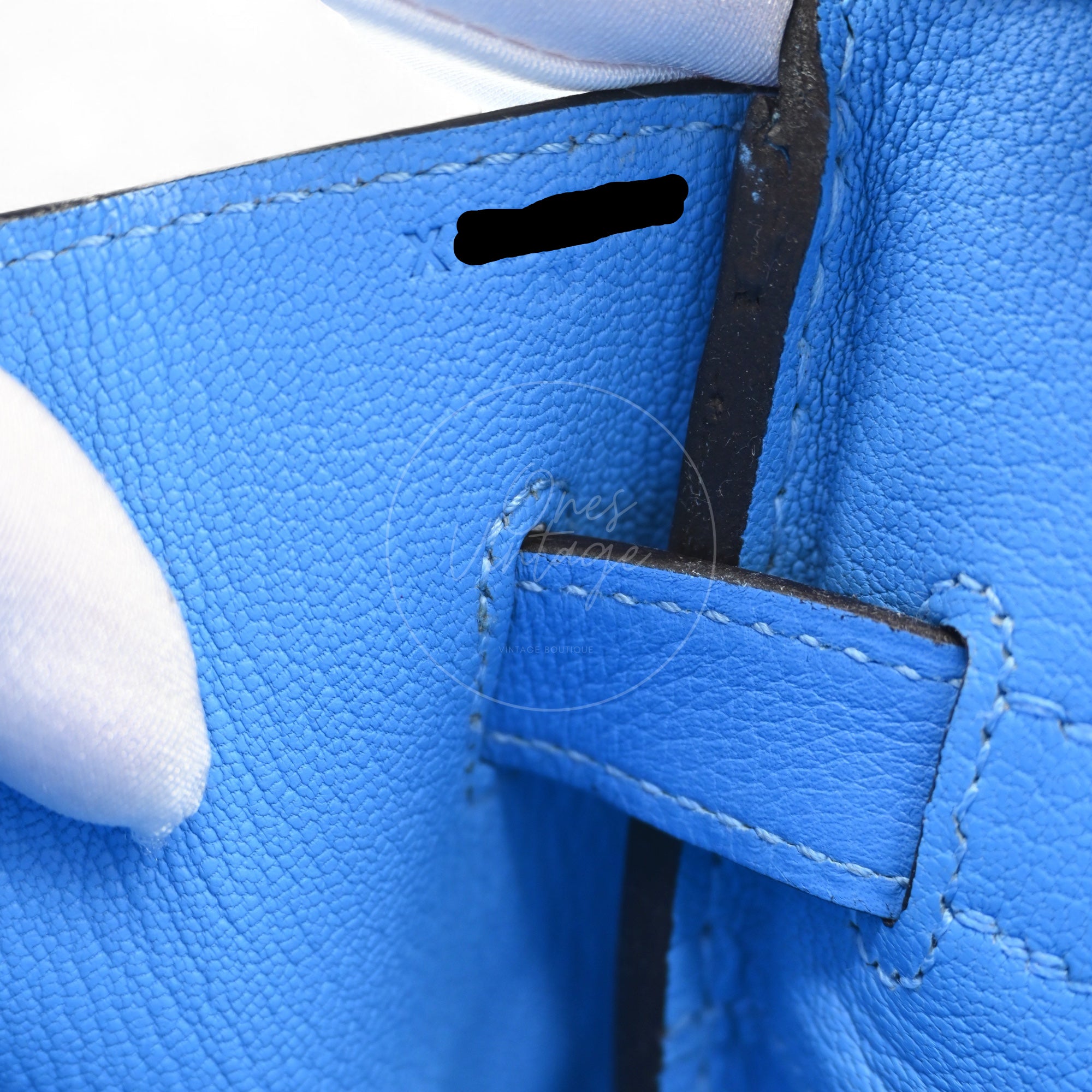 [Pre-owned] Hermes Ghillies Birkin 35 PHW Taurillon Clemence Evercolor Blue Bag