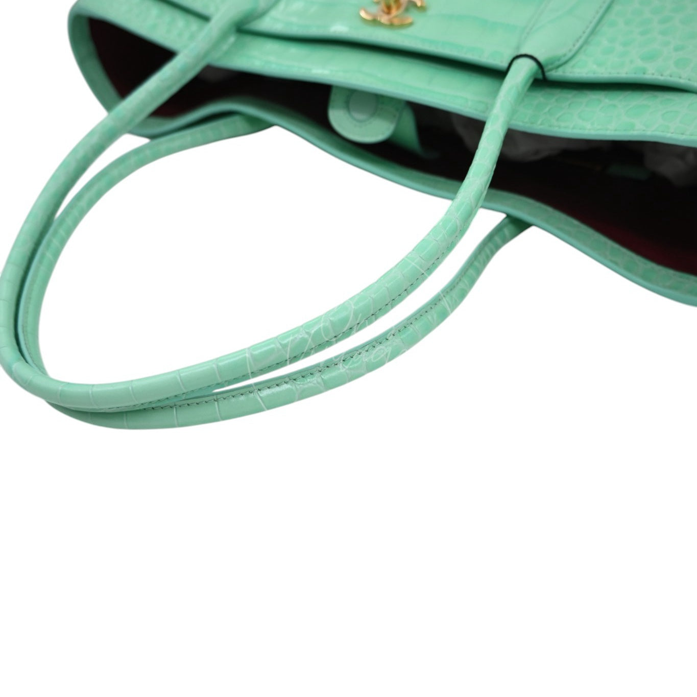 Chanel Cerf Crocodile Embossed Calfskin Tote Bag GHW Green Series L9