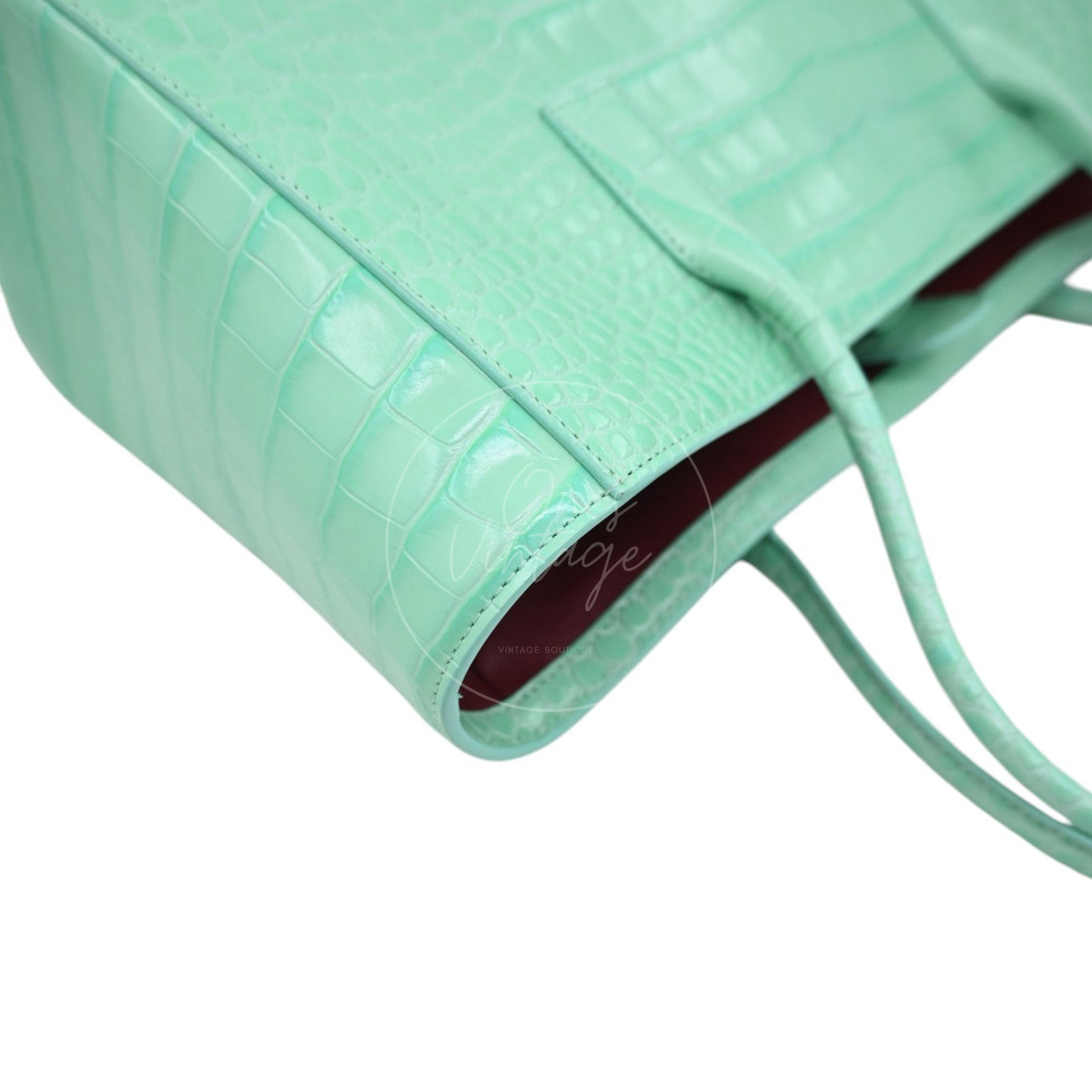 Chanel Cerf Crocodile Embossed Calfskin Tote Bag GHW Green Series L9