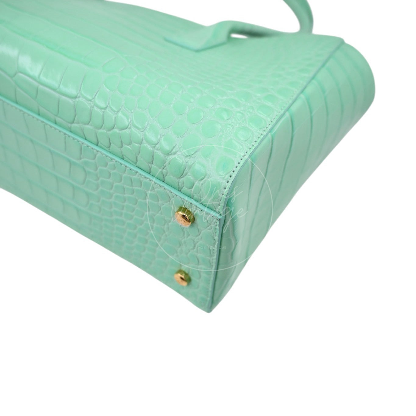 Chanel Cerf Crocodile Embossed Calfskin Tote Bag GHW Green Series L9