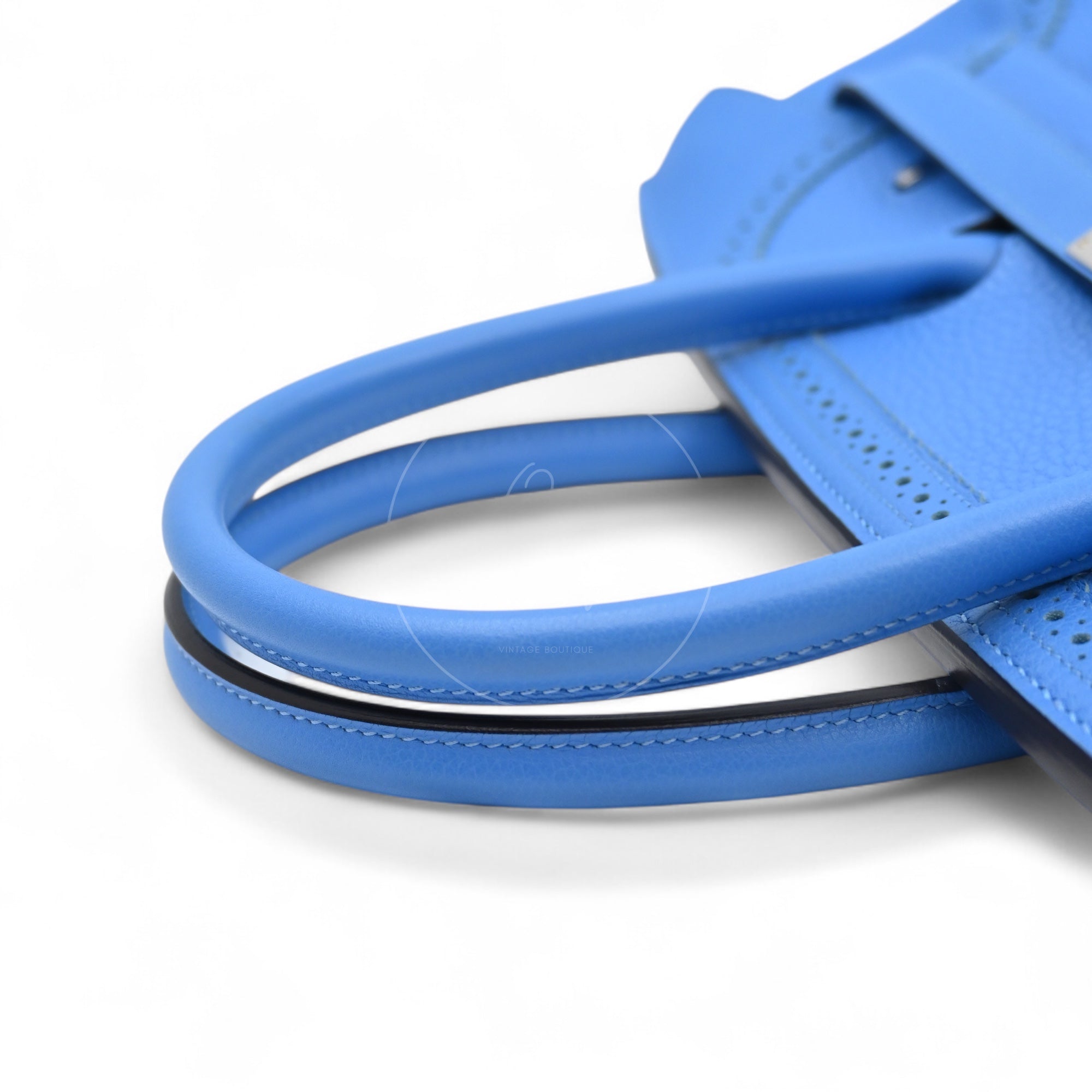 [Pre-owned] Hermes Ghillies Birkin 35 PHW Taurillon Clemence Evercolor Blue Bag