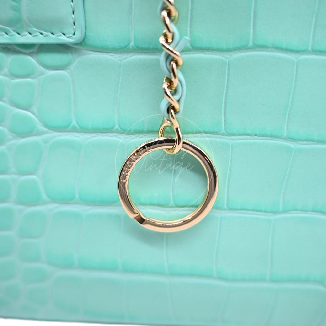 Chanel Cerf Crocodile Embossed Calfskin Tote Bag GHW Green Series L9