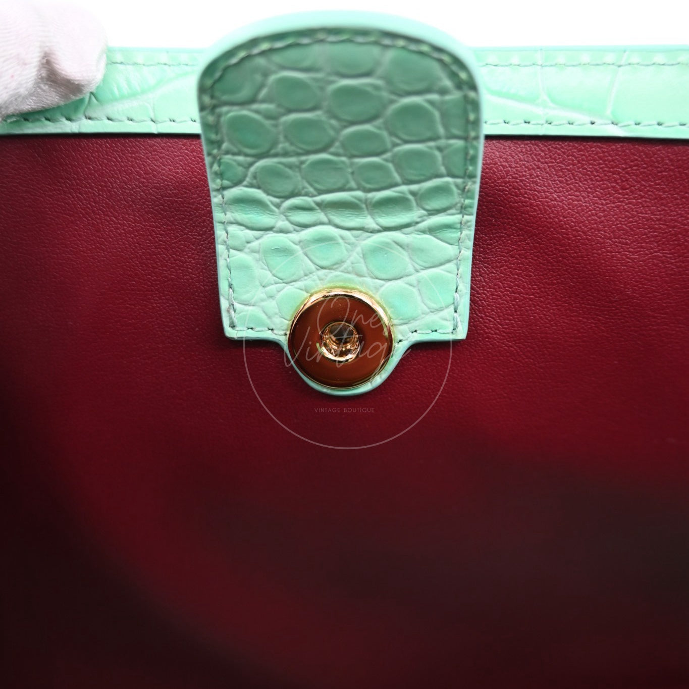 Chanel Cerf Crocodile Embossed Calfskin Tote Bag GHW Green Series L9