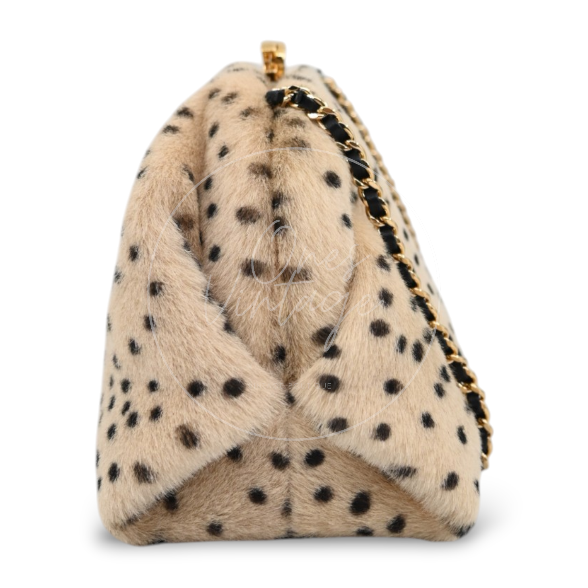 Chanel Pony Hair Cheetah Printed Lambskin Clutch GHW Beige Black Series T0