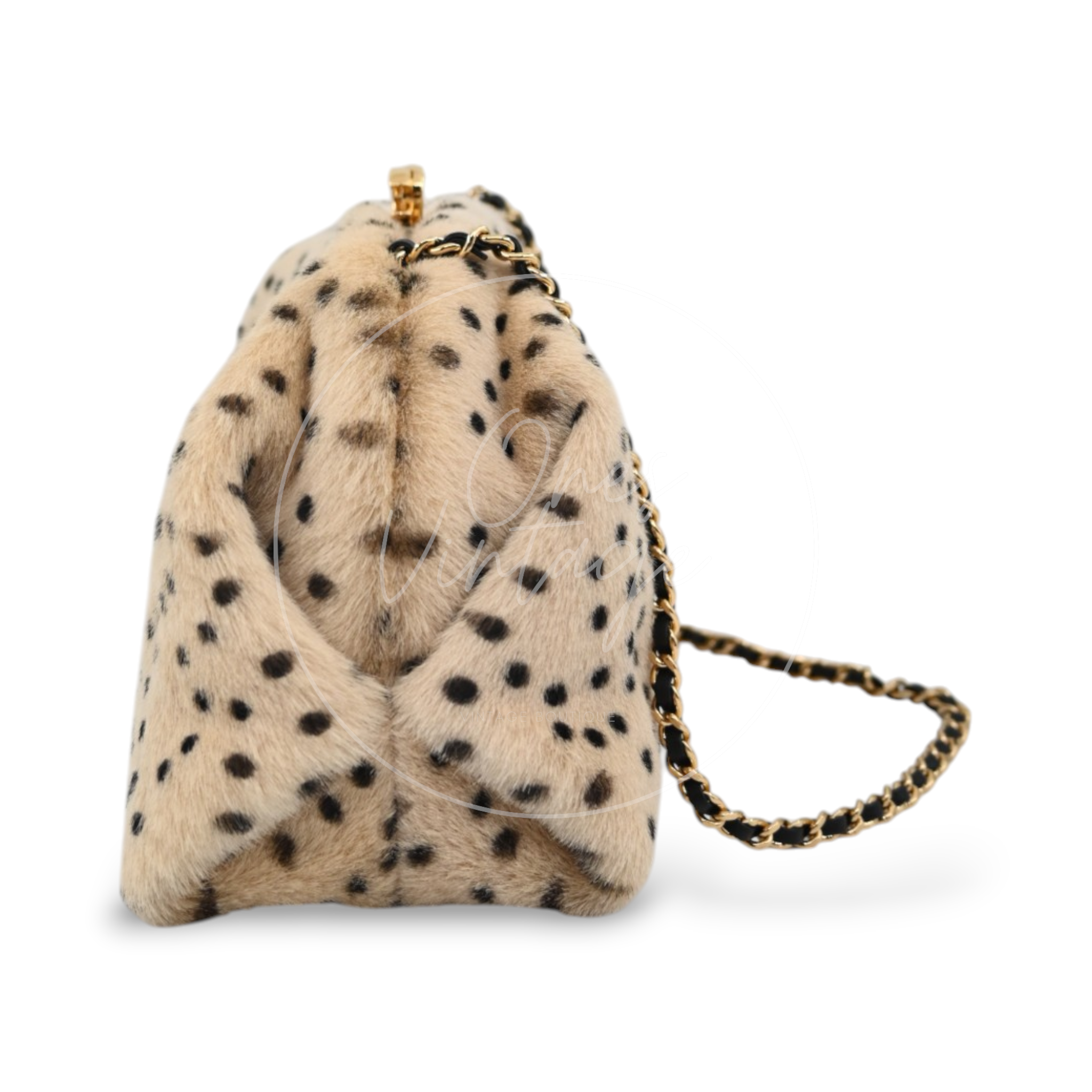 Chanel Pony Hair Cheetah Printed Lambskin Clutch GHW Beige Black Series T0