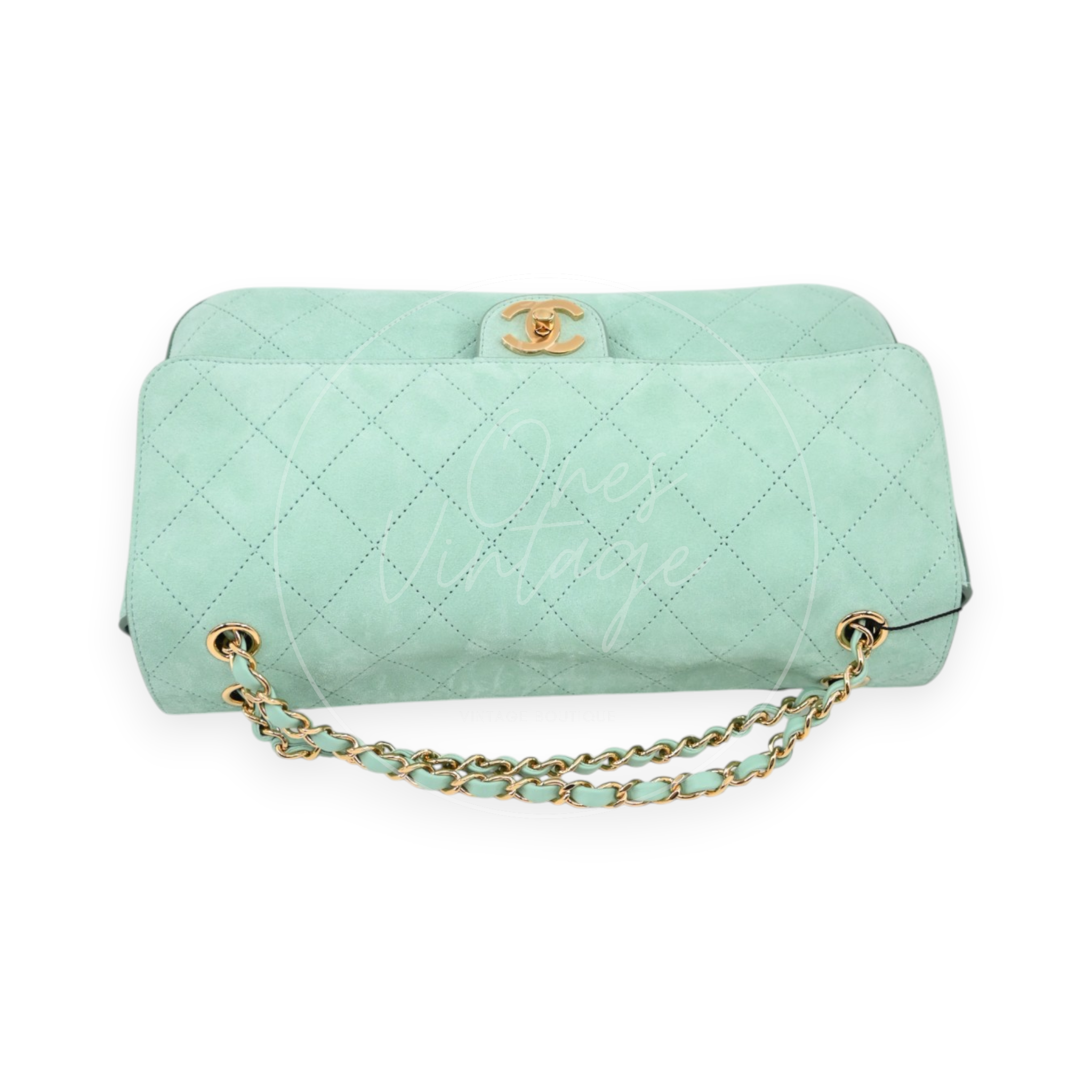 Chanel Green Suede Maxi 32cm GHW Sereis UE