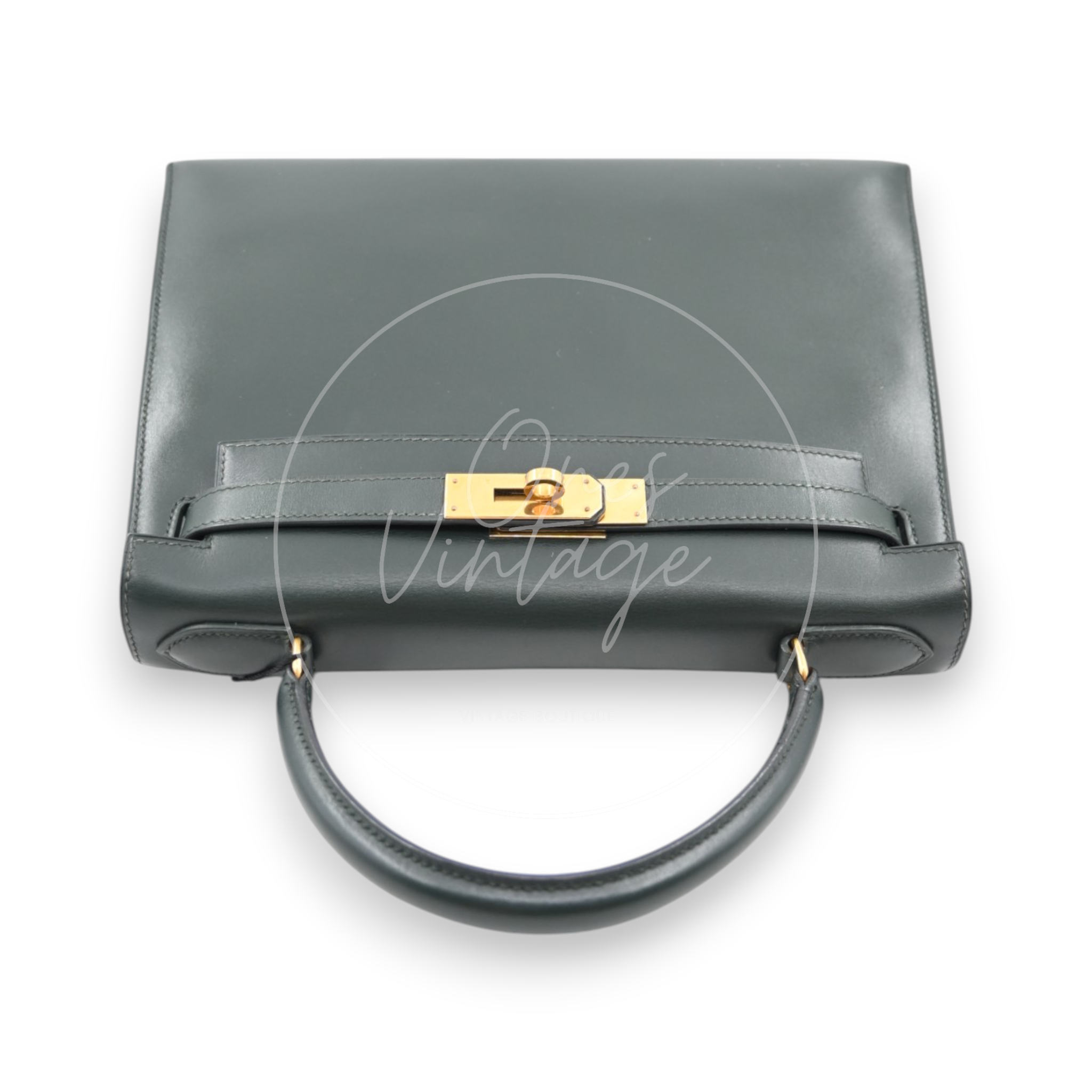 Hermes Kelly 28 Box Leather GHW Emerald Green Circle V
