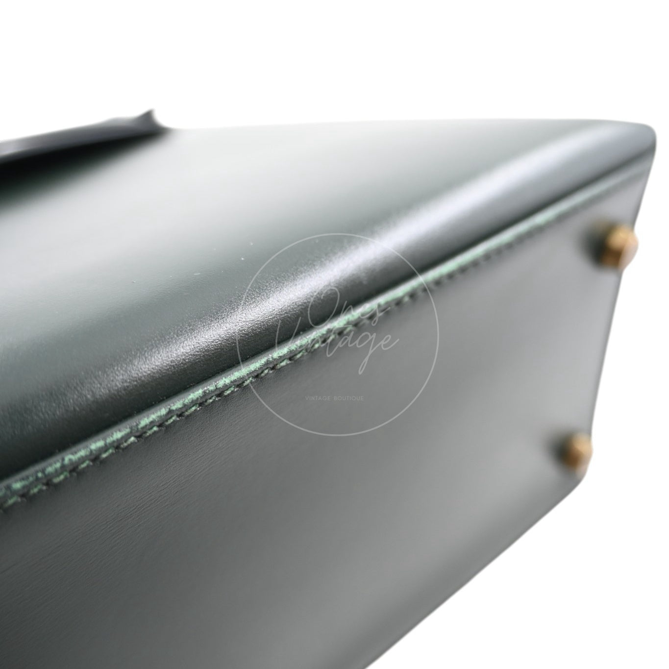 Hermes Kelly 28 Box Leather GHW Emerald Green Circle V