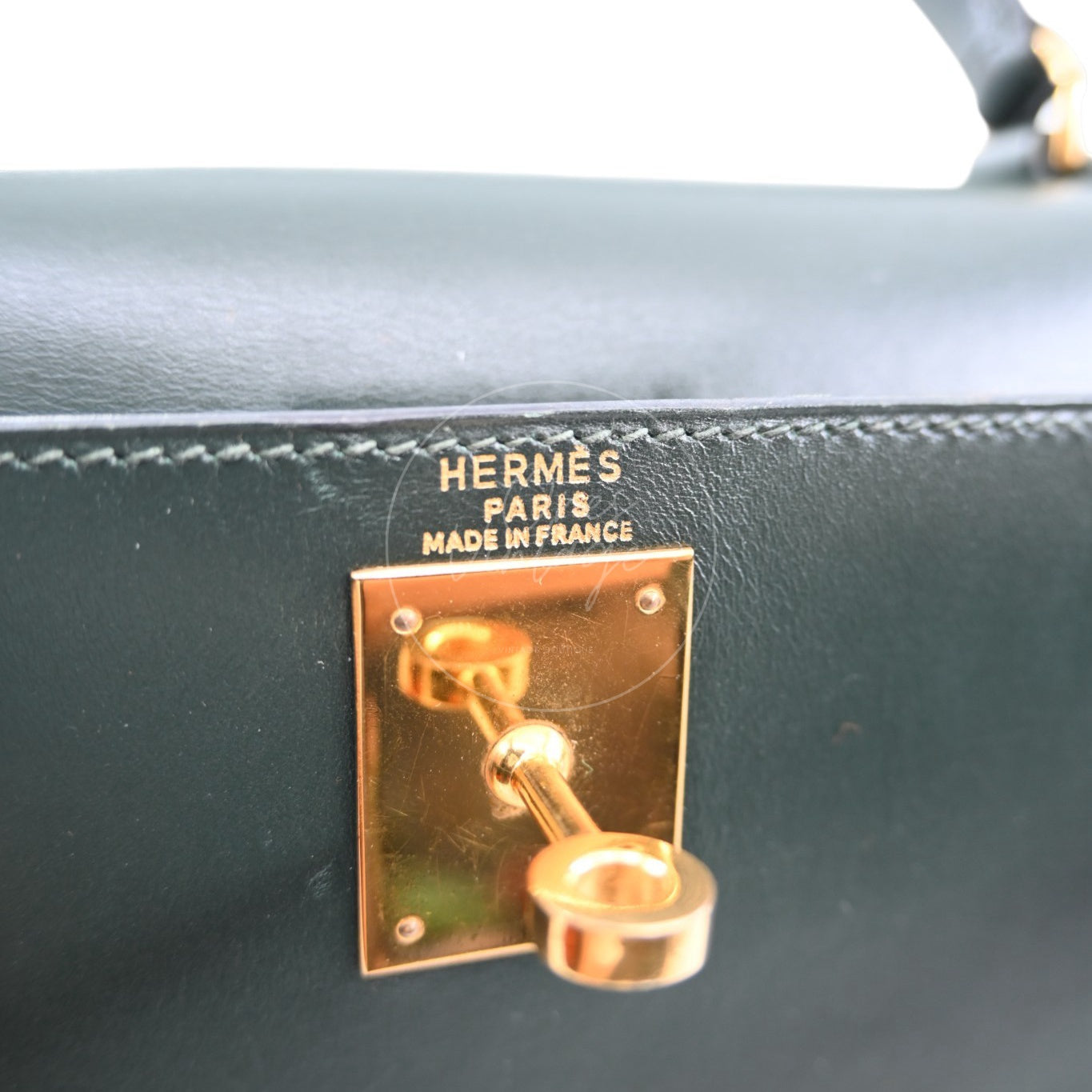 Hermes Kelly 28 Box Leather GHW Emerald Green Circle V