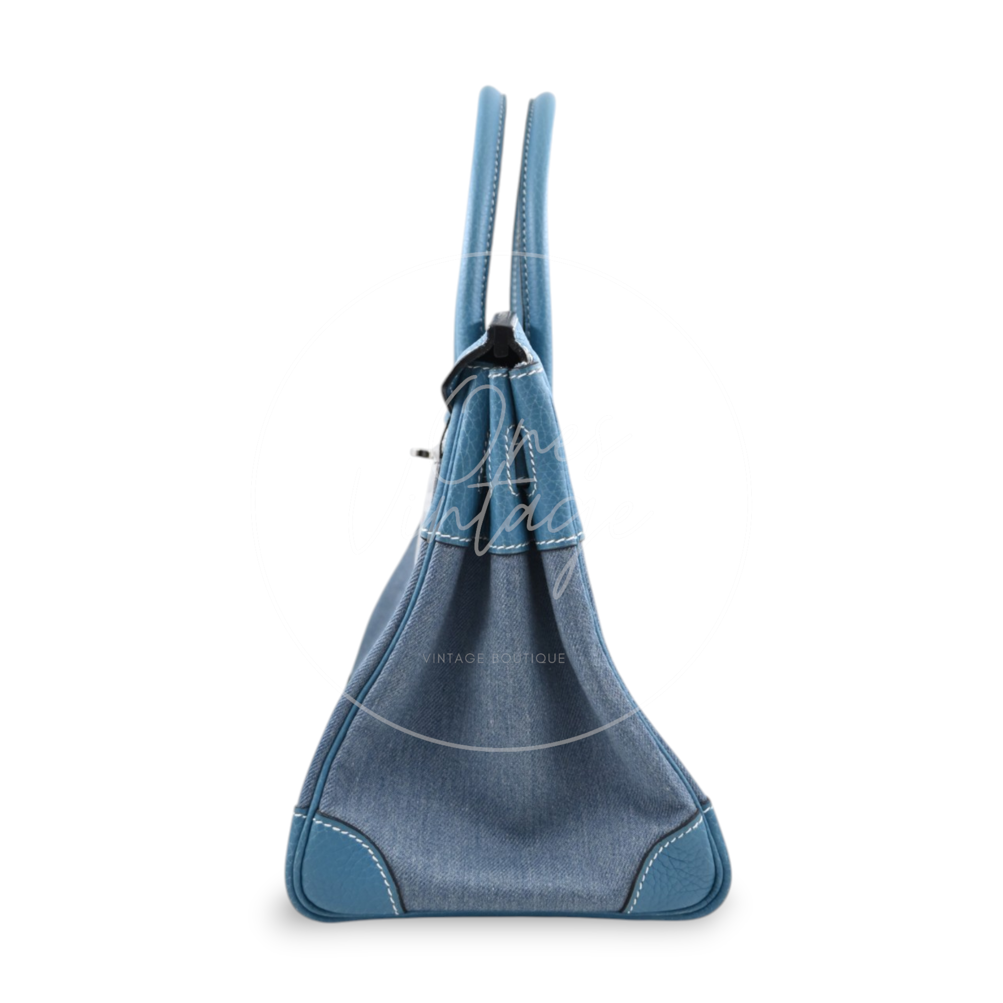 Hermes Birkin 30 Denim Tolie PHW Blue Square J