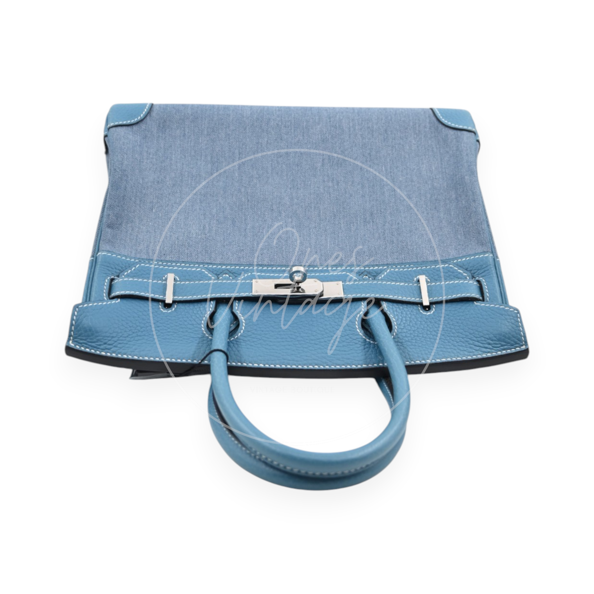 Hermes Birkin 30 Denim Tolie PHW Blue Square J