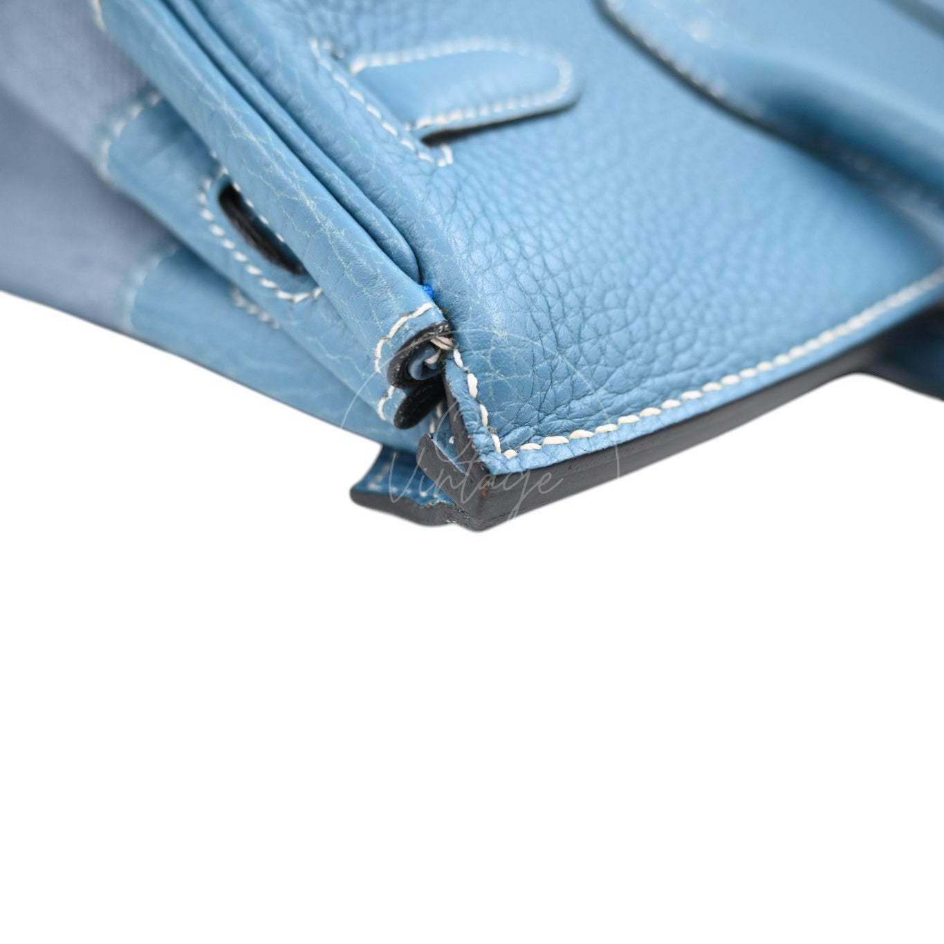 Hermes Birkin 30 Denim Tolie PHW Blue Square J