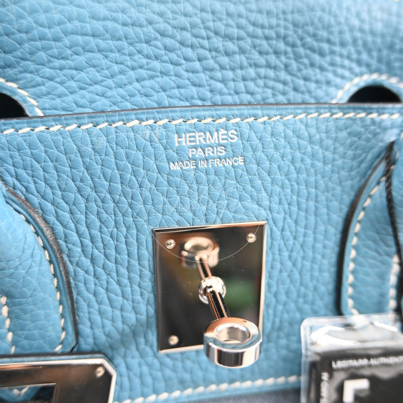 Hermes Birkin 30 Denim Tolie PHW Blue Square J