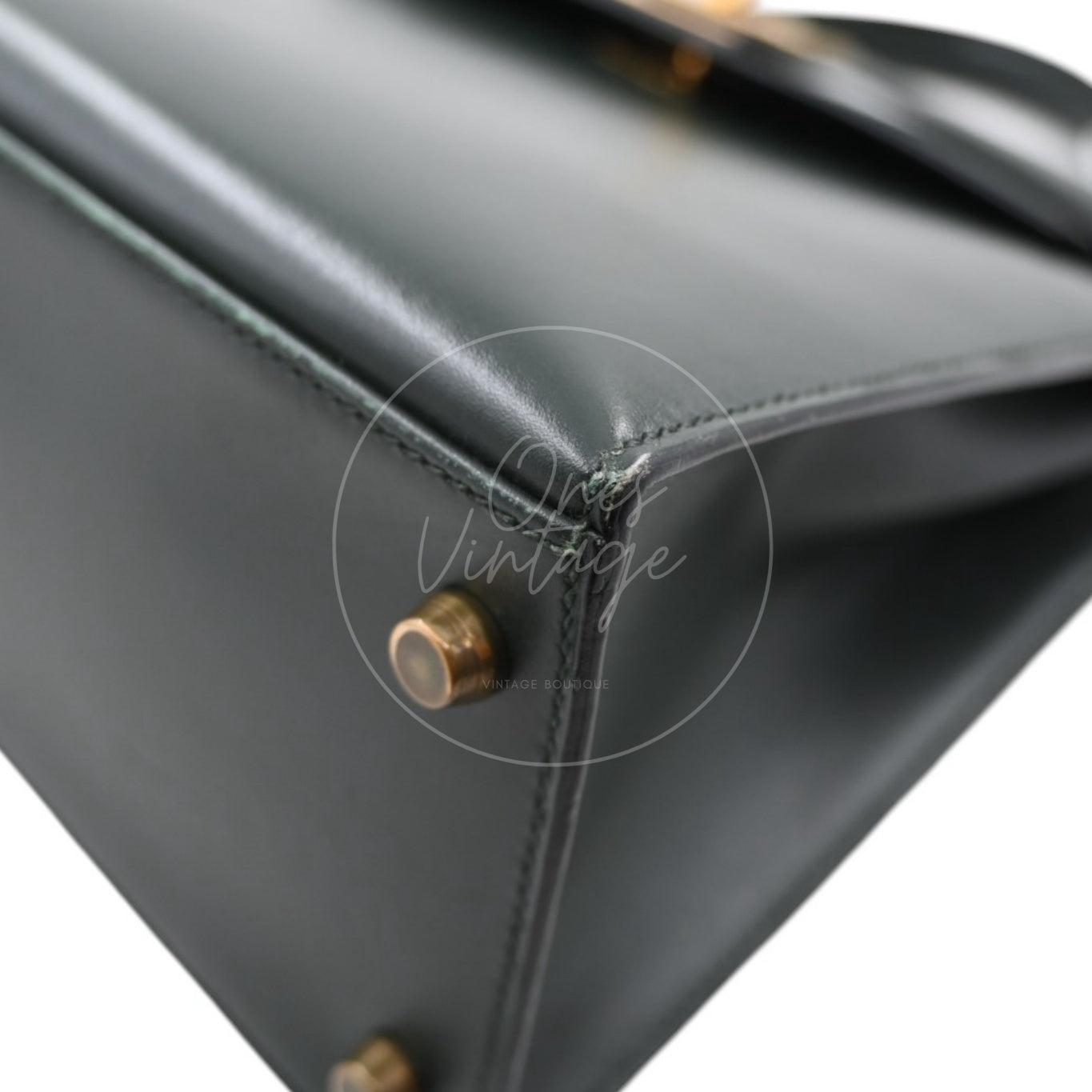 Hermes Kelly 28 Box Leather GHW Emerald Green Circle V