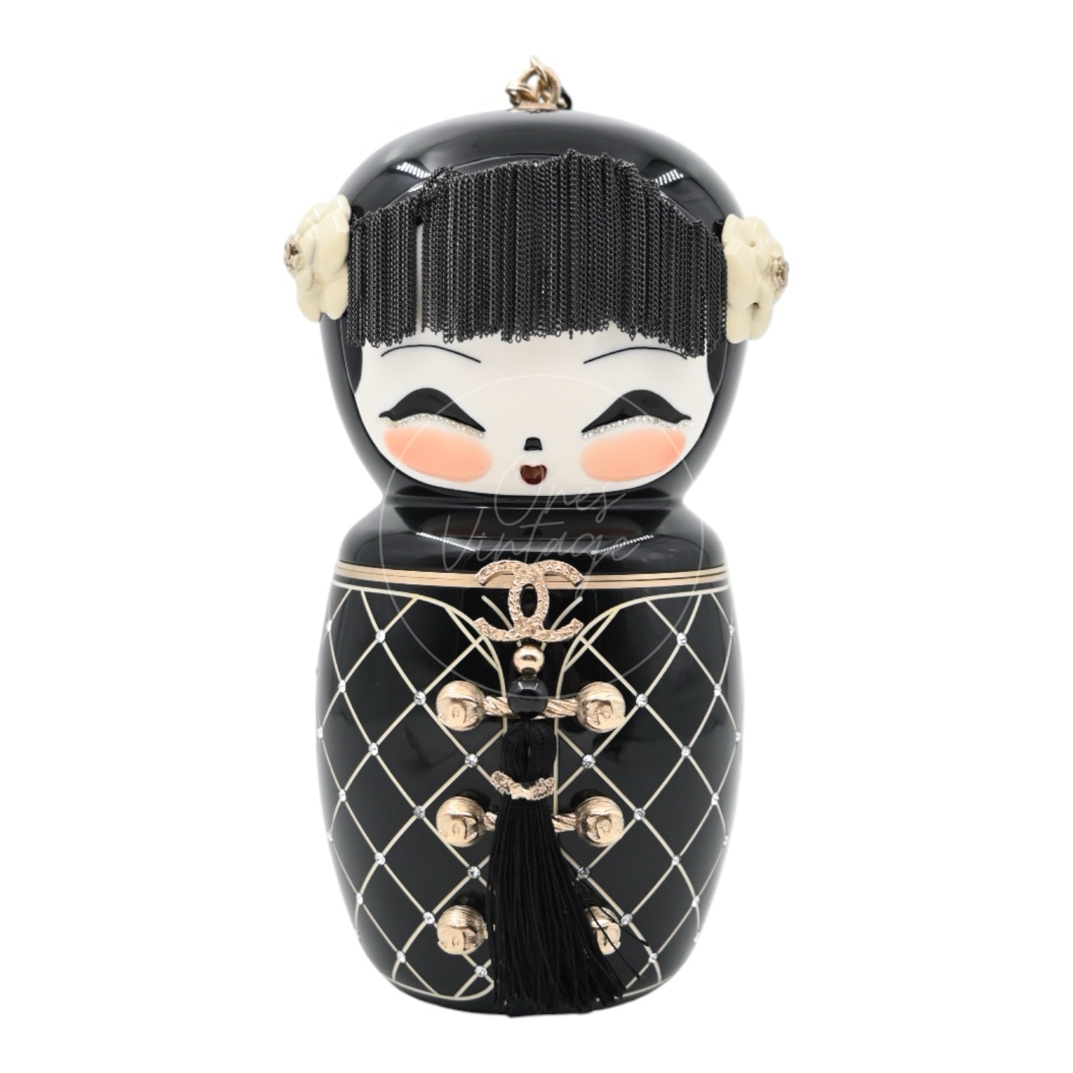 [Pre-owned] Chanel Black Resin Paris-Shanghai Doll Evening Bag