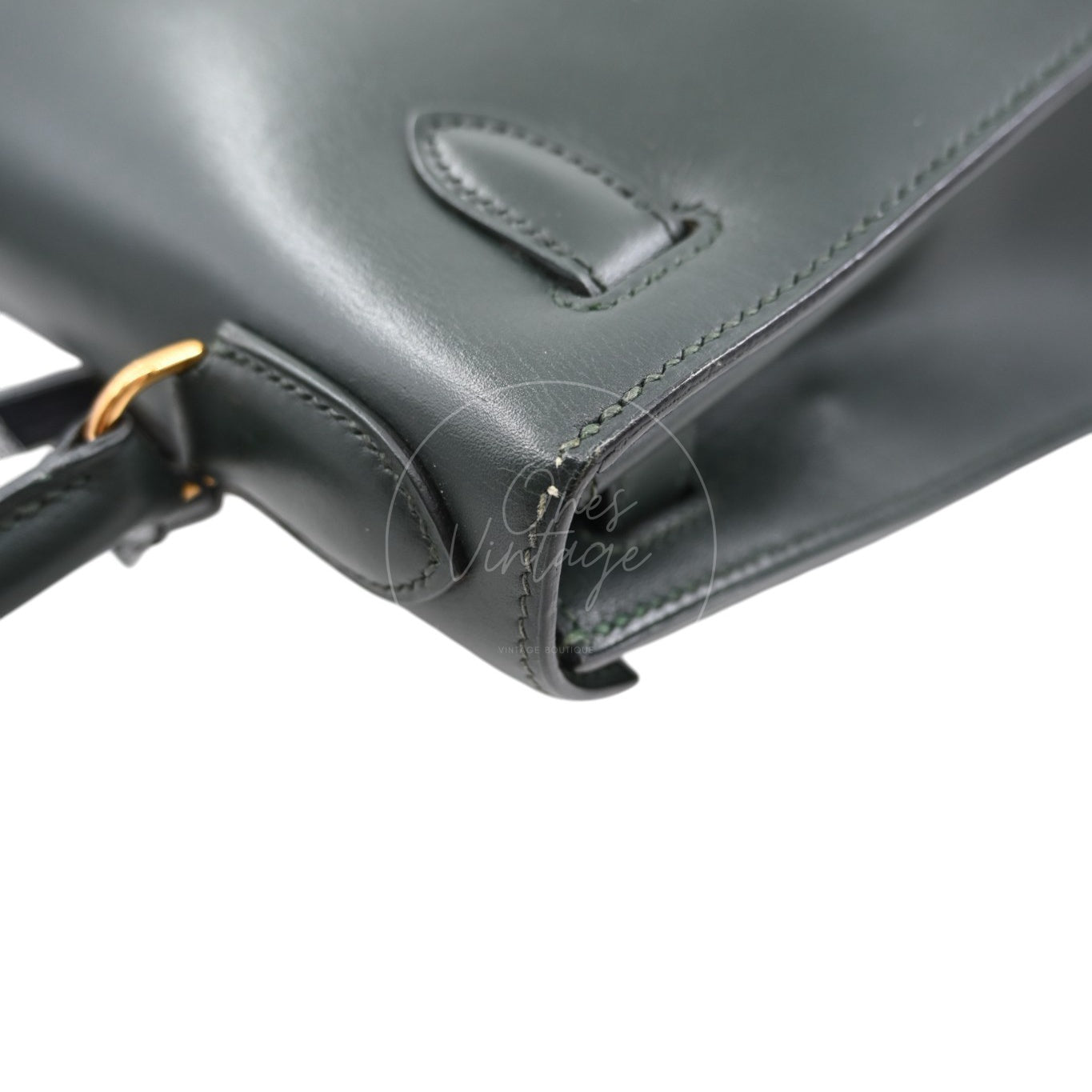 Hermes Kelly 28 Box Leather GHW Emerald Green Circle V