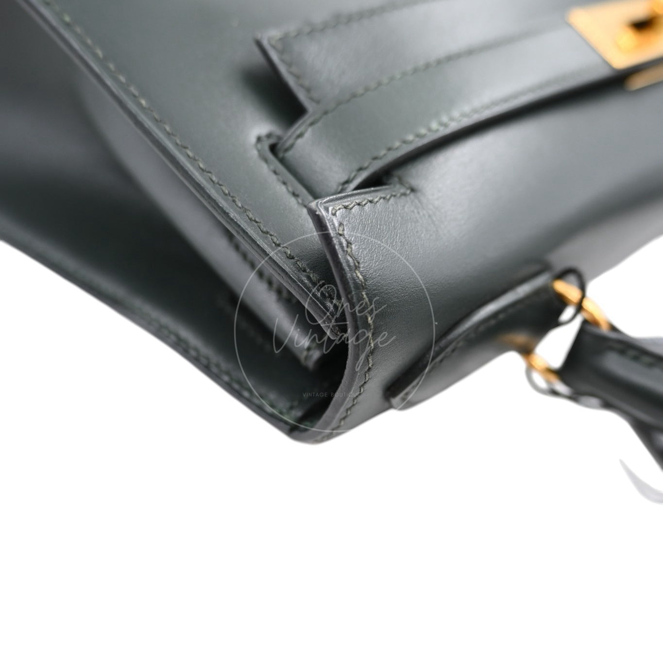 Hermes Kelly 28 Box Leather GHW Emerald Green Circle V