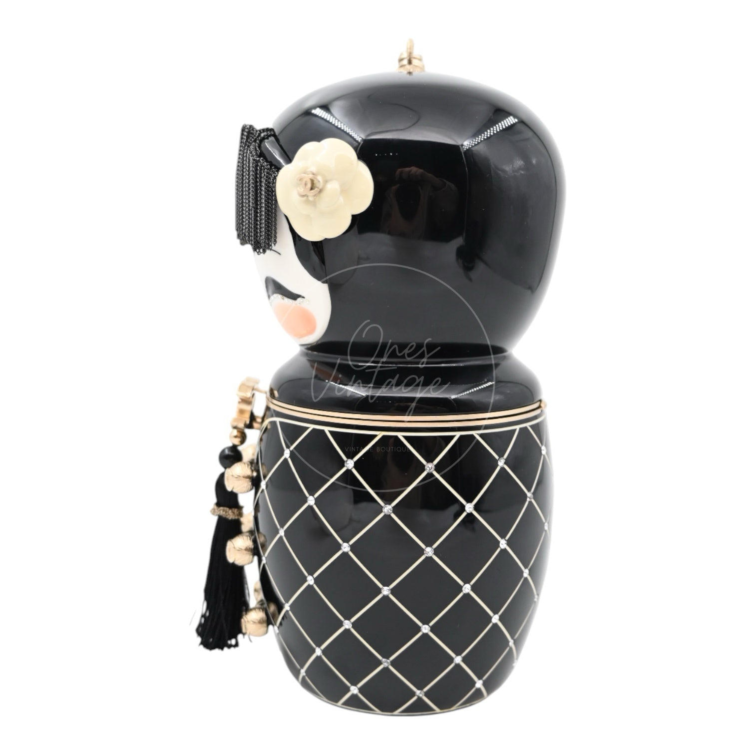 [Pre-owned] Chanel Black Resin Paris-Shanghai Doll Evening Bag