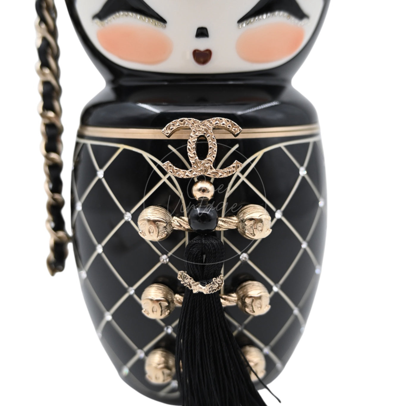 [Pre-owned] Chanel Black Resin Paris-Shanghai Doll Evening Bag