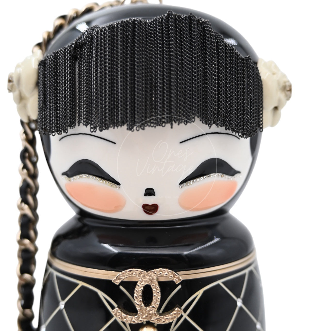 [Pre-owned] Chanel Black Resin Paris-Shanghai Doll Evening Bag