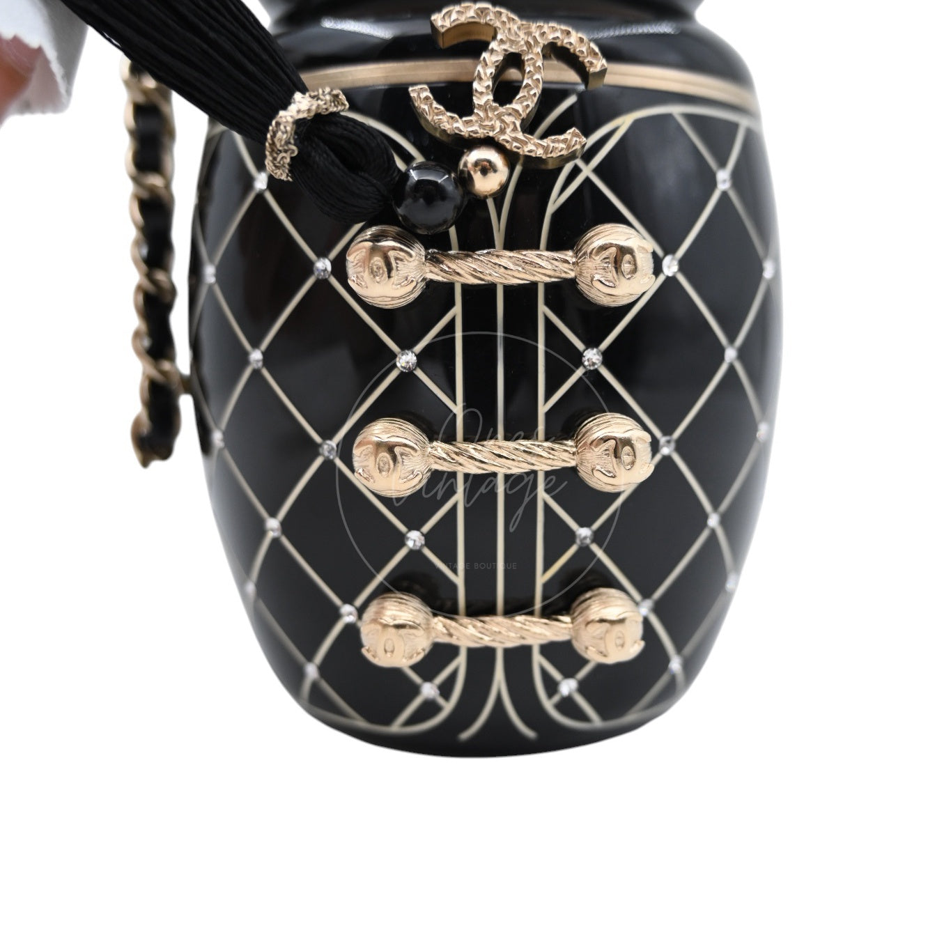 [Pre-owned] Chanel Black Resin Paris-Shanghai Doll Evening Bag