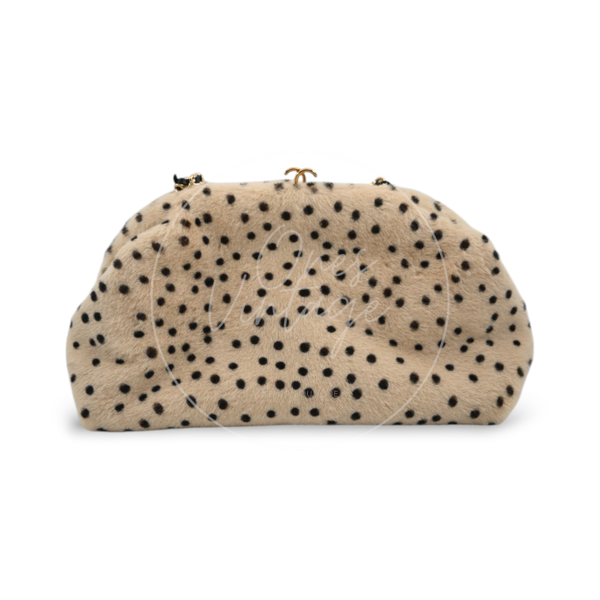 Chanel Pony Hair Cheetah Printed Lambskin Clutch GHW Beige Black Series ET