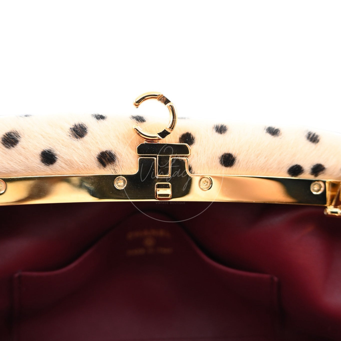 Chanel Pony Hair Cheetah Printed Lambskin Clutch GHW Beige Black Series ET