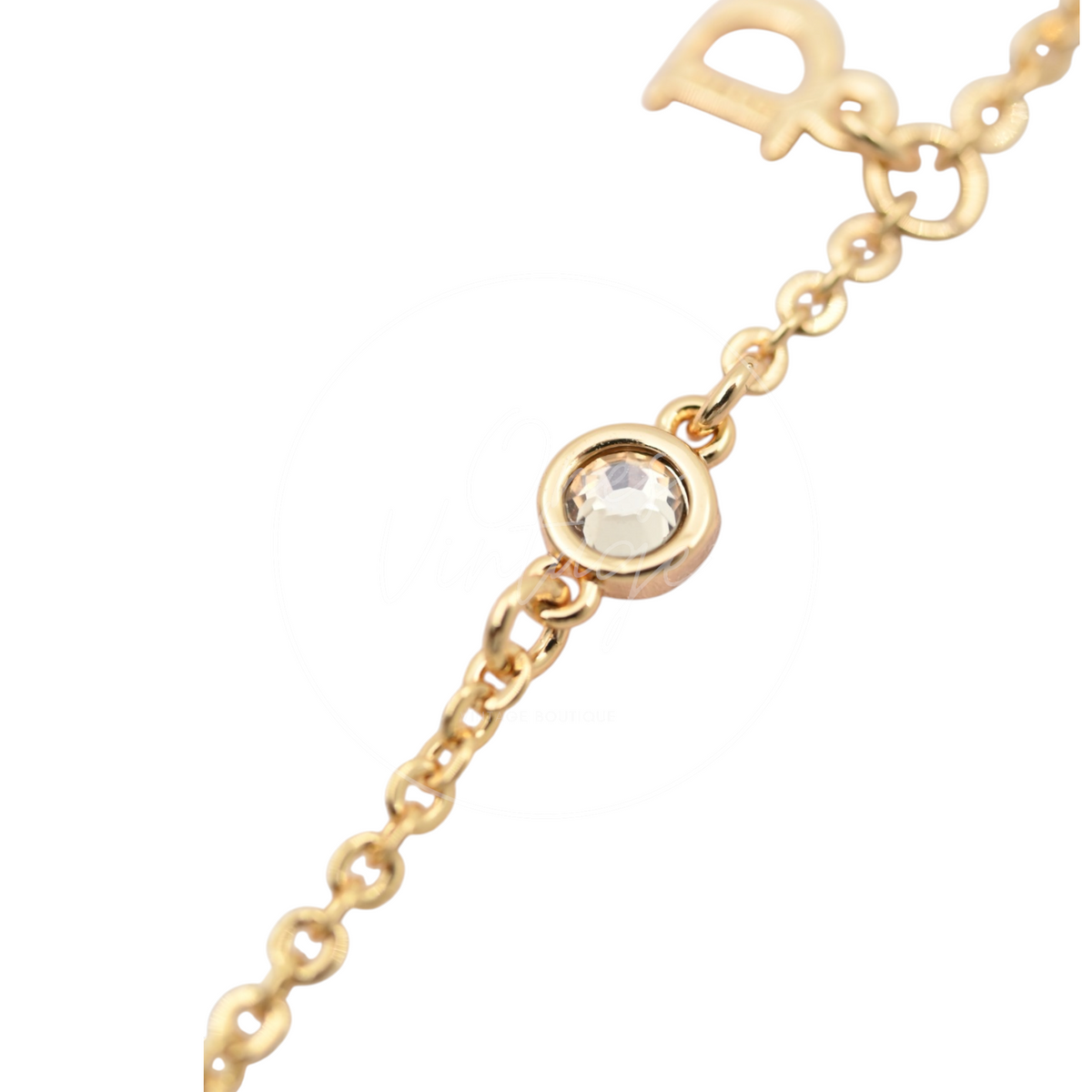 Christian Dior Gold Tone Heart Dior Motif Necklace