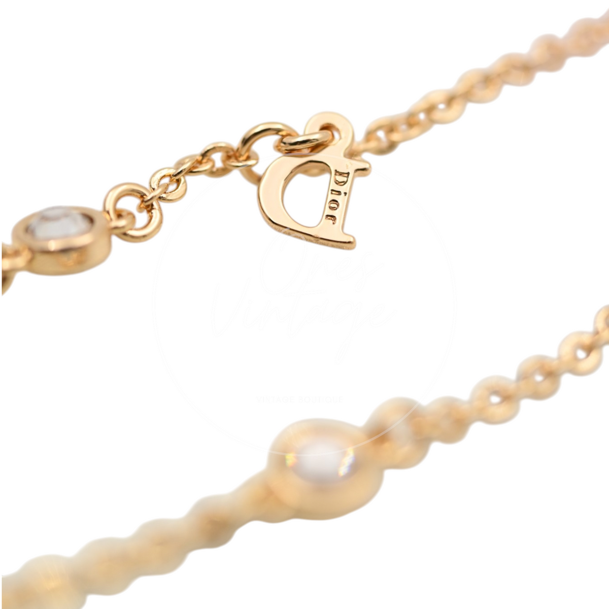 Christian Dior Gold Tone Heart Dior Motif Necklace