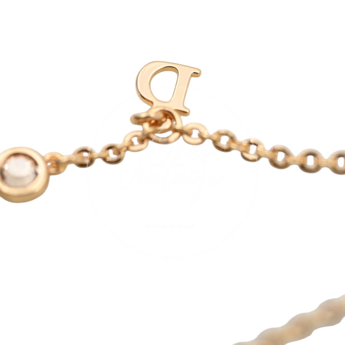 Christian Dior Gold Tone Heart Dior Motif Necklace