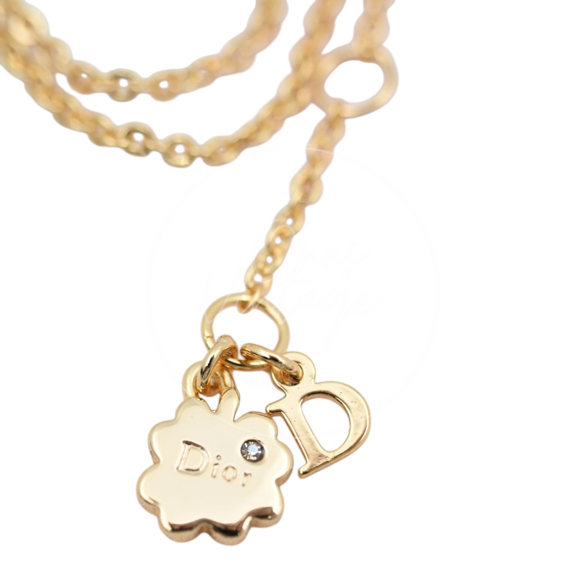 Christian Dior Gold Tone Heart Dior Motif Necklace