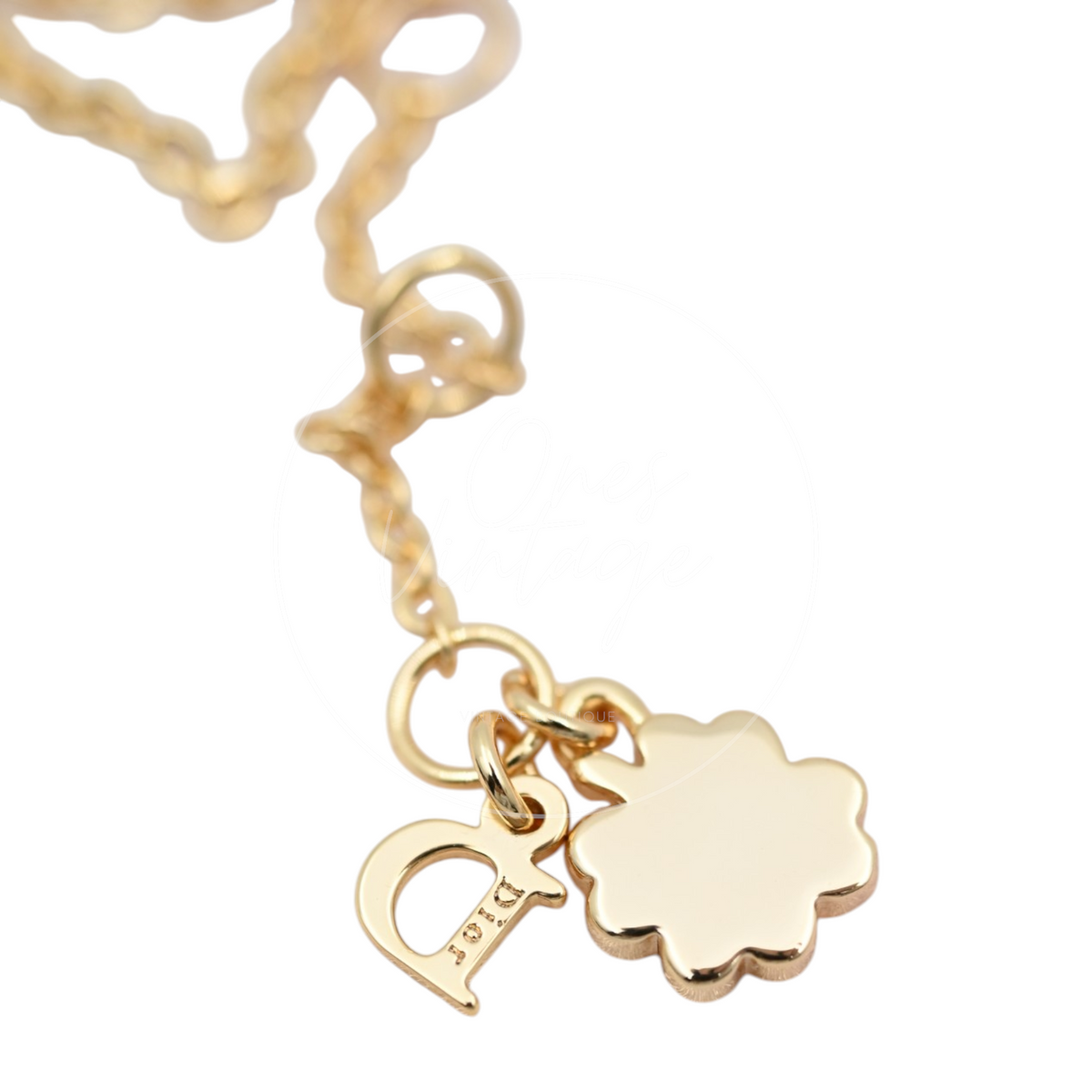 Christian Dior Gold Tone Heart Dior Motif Necklace
