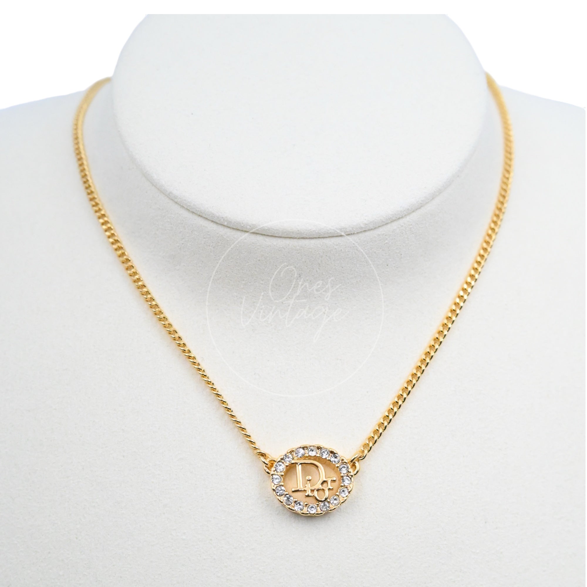 [Pre-owned] Christian Dior Crystal-embellished Logo-pendant Necklace