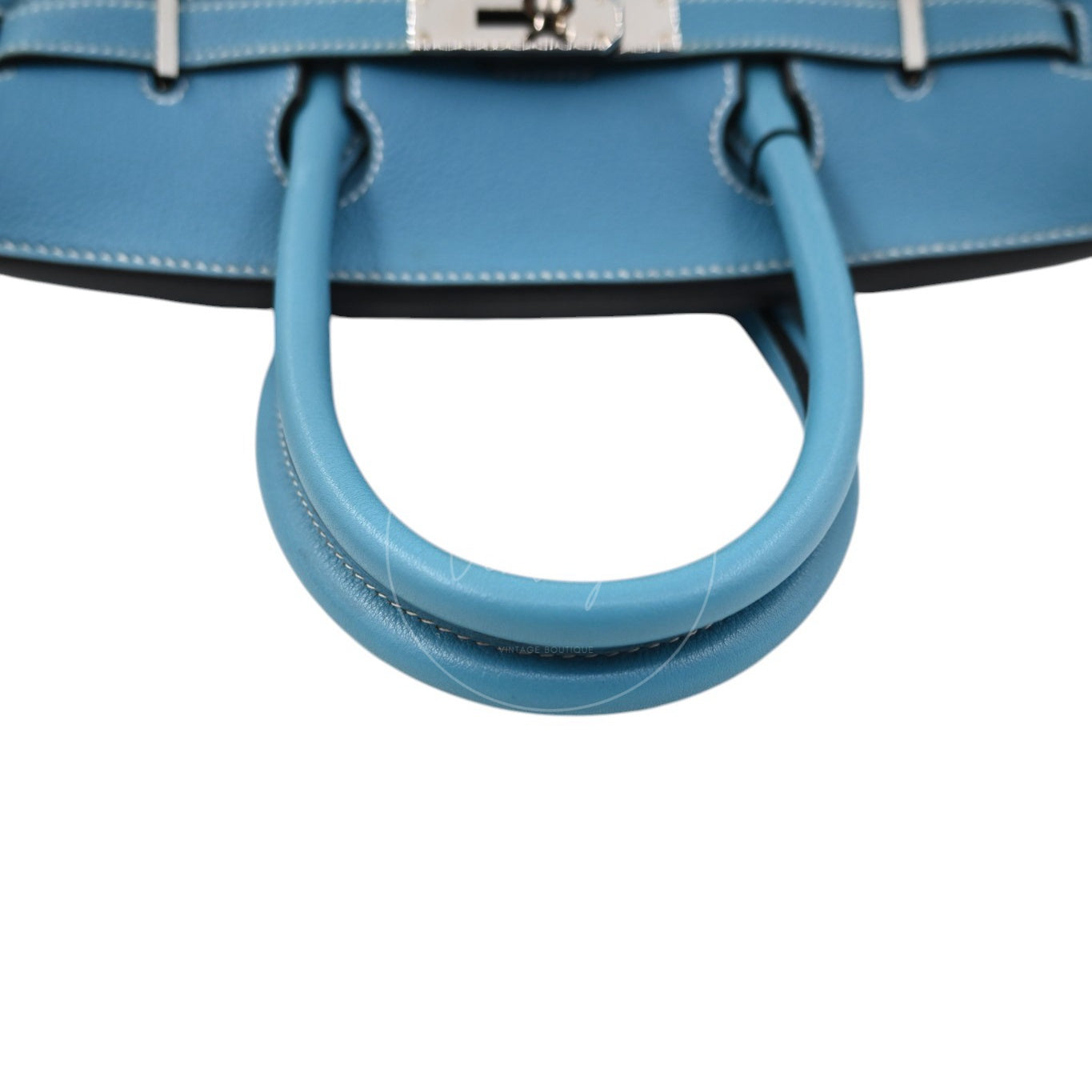 Hermes Birkin 30 Denim Tolie PHW Blue Square F