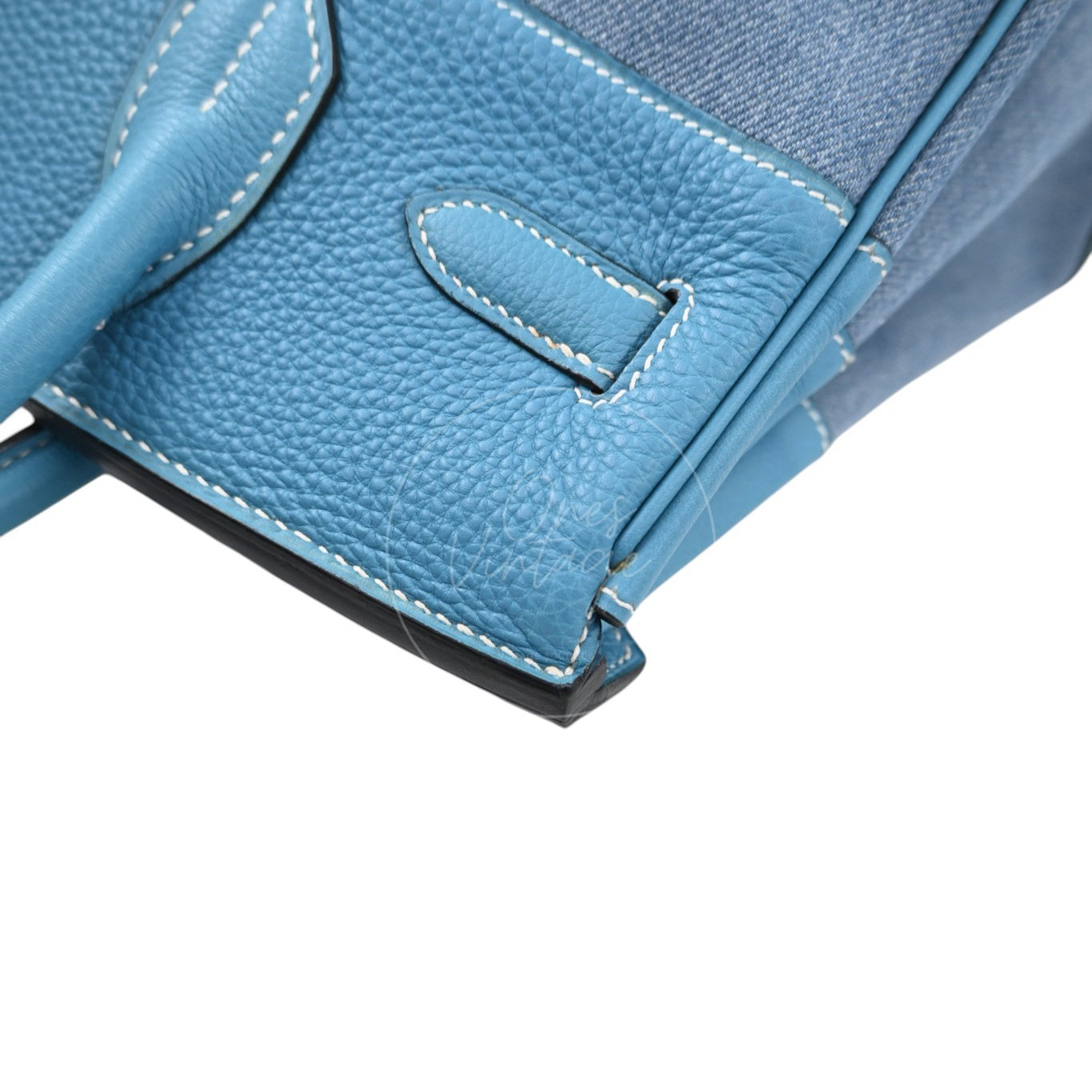 Hermes Birkin 30 Denim Tolie PHW Blue Square F