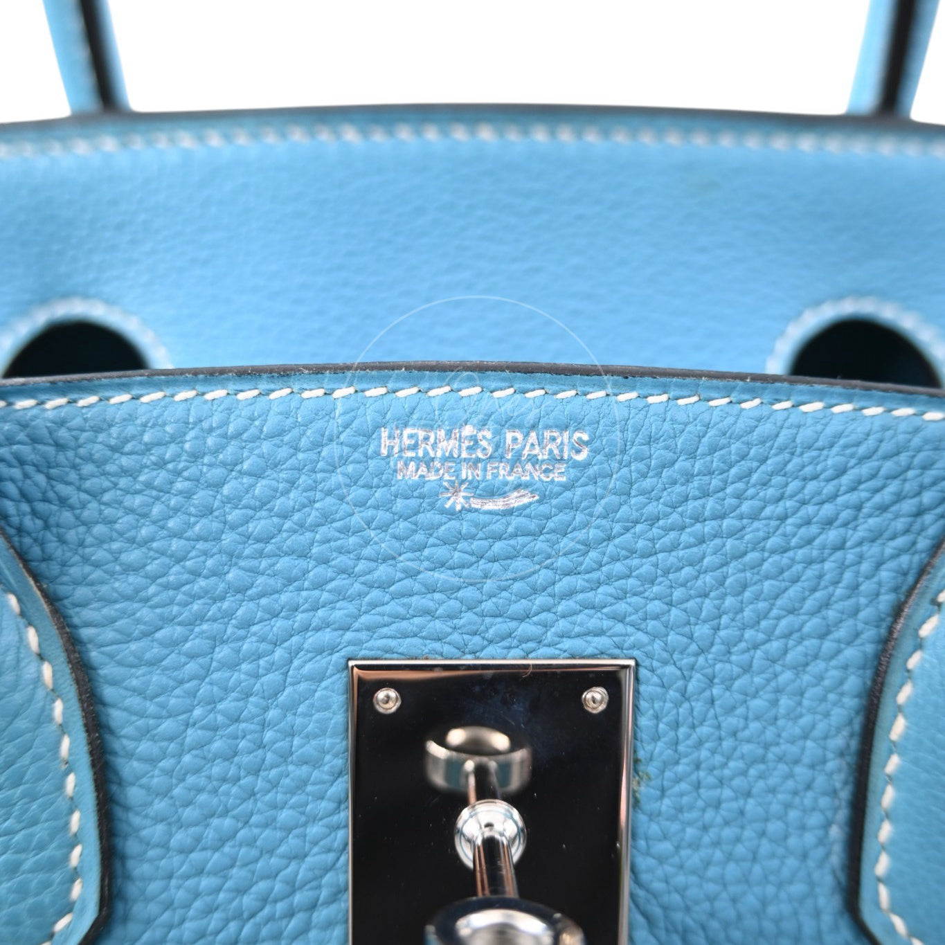 Hermes Birkin 30 Denim Tolie PHW Blue Square F