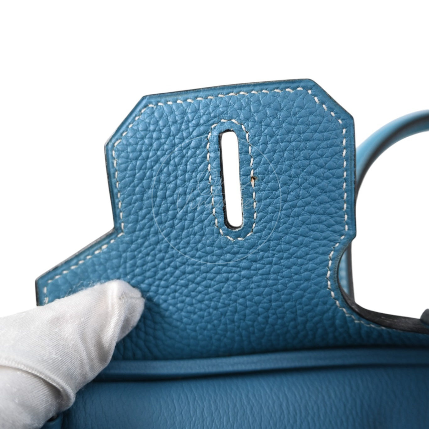 Hermes Birkin 30 Denim Tolie PHW Blue Square F