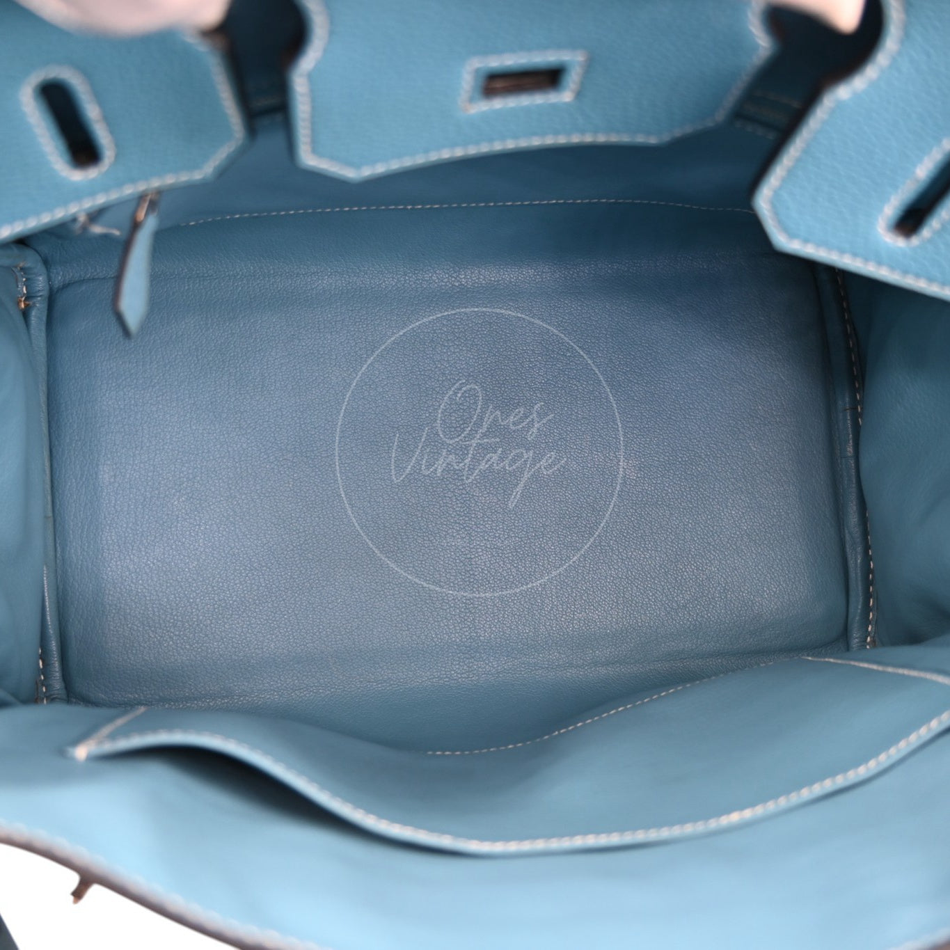 Hermes Birkin 30 Denim Tolie PHW Blue Square F