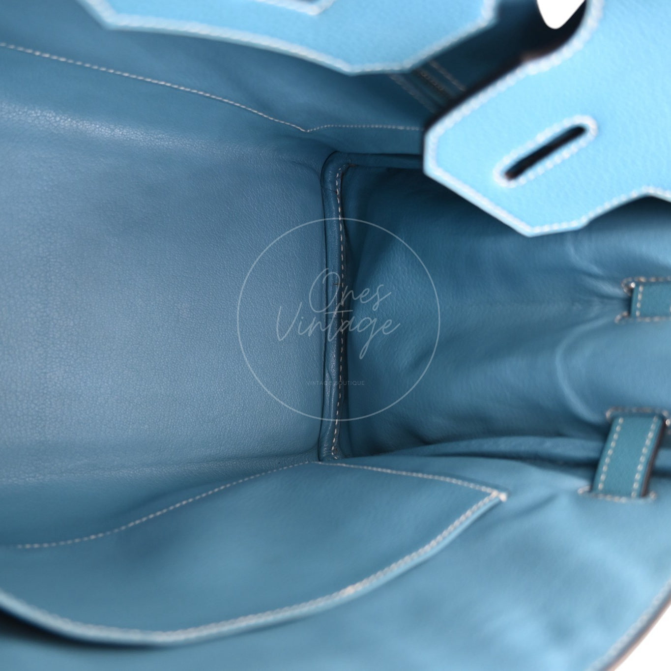 Hermes Birkin 30 Denim Tolie PHW Blue Square F