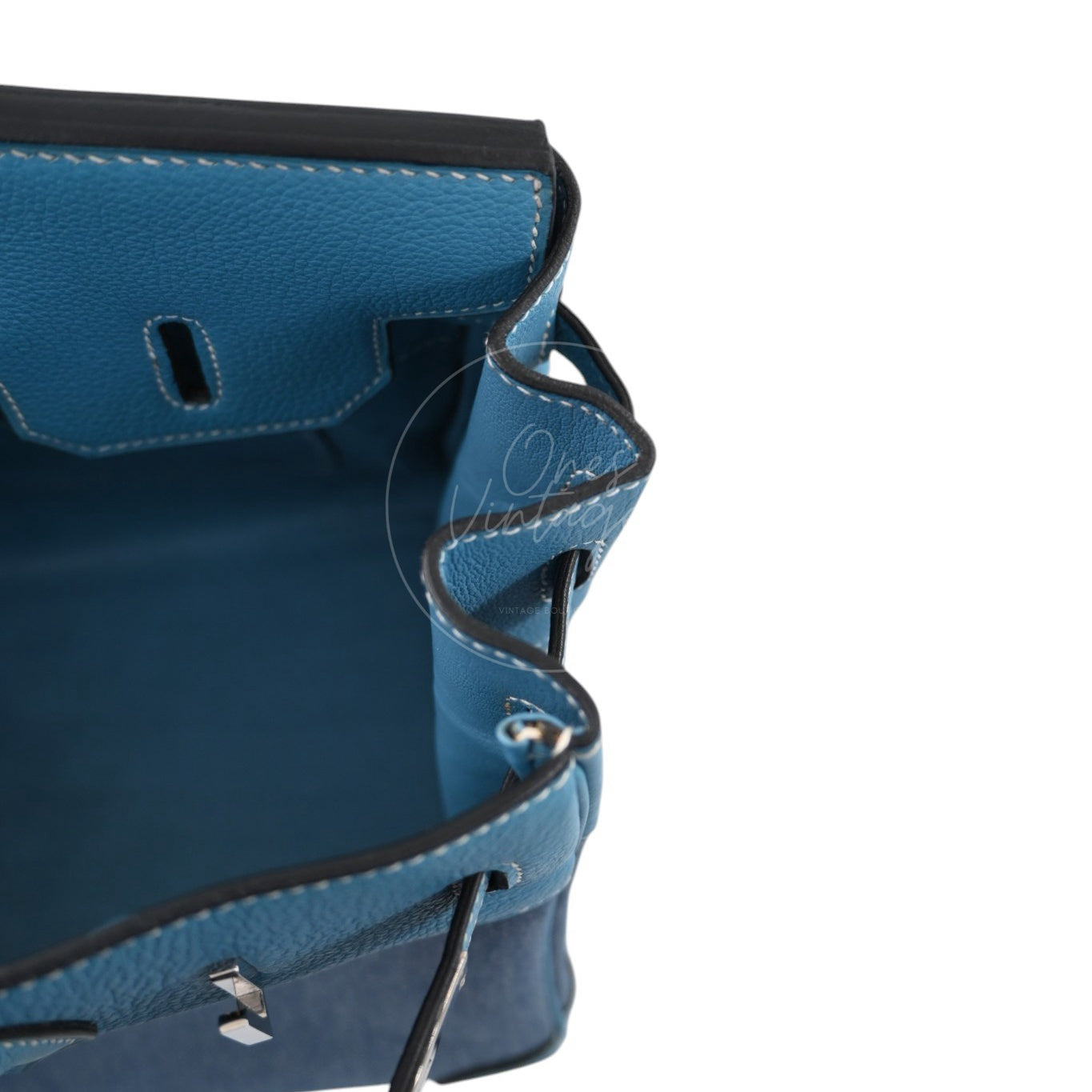 Hermes Birkin 30 Denim Tolie PHW Blue Square F