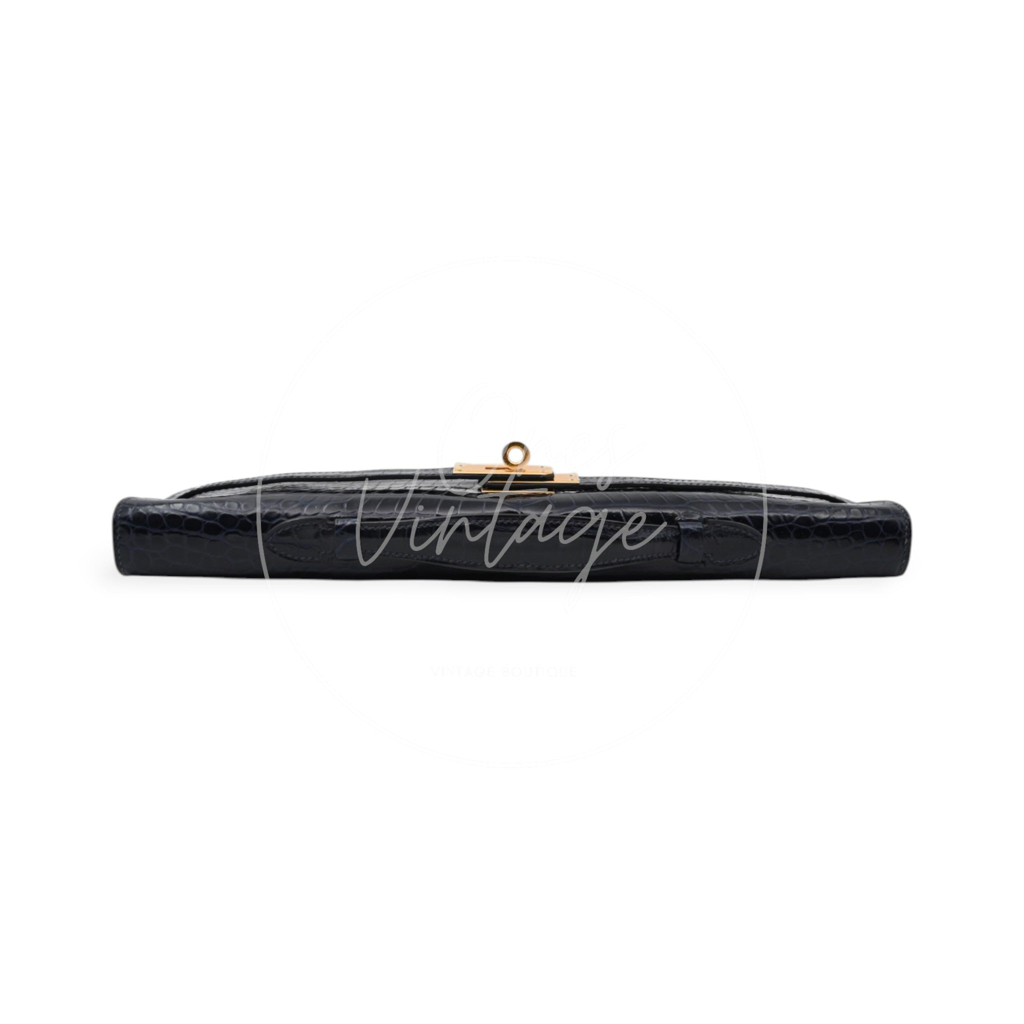 [Pre-owned] Hermes Kelly Cut Navy Porosus Croco