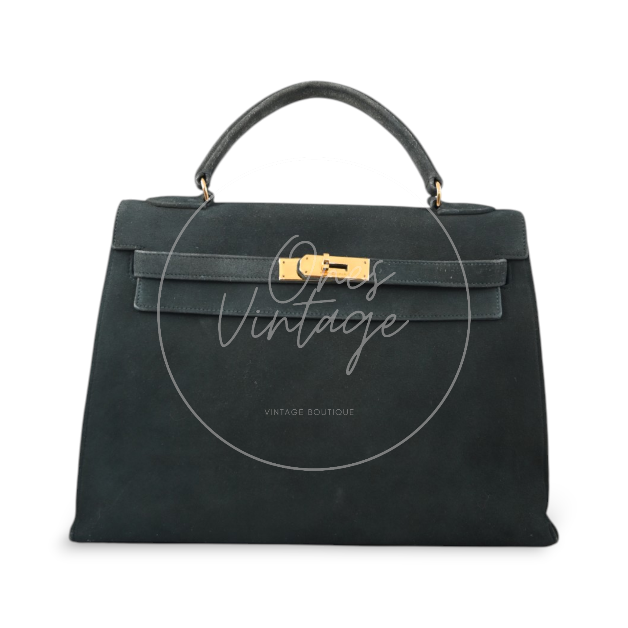 Hermes Kelly 32 Suede GHW Green Circle S