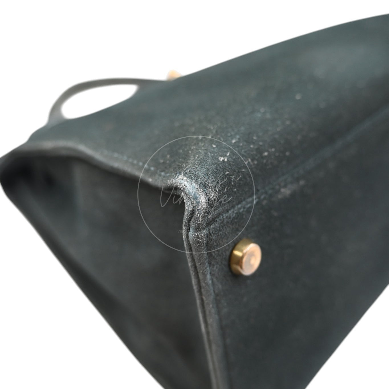 Hermes Kelly 32 Suede GHW Green Circle S