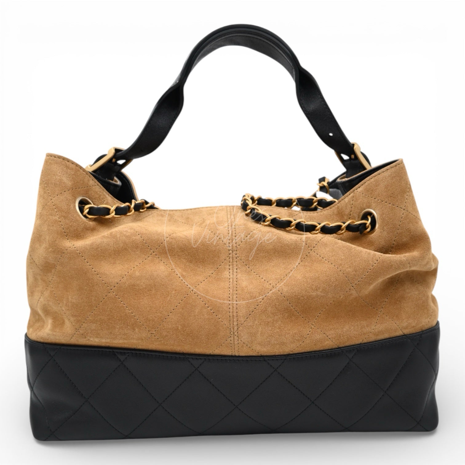 [Pre-owned] Chanel 25A Hobo Suede and Lambskin Shoulder Bag