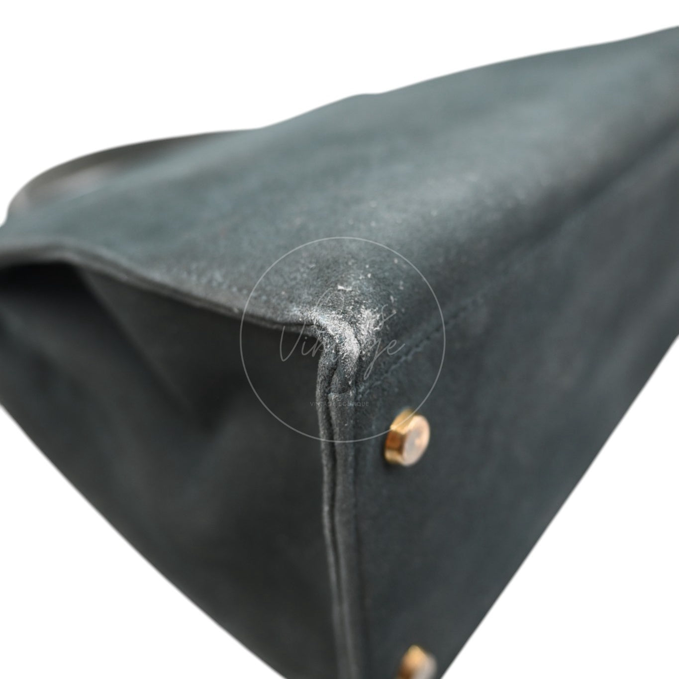 Hermes Kelly 32 Suede GHW Green Circle S