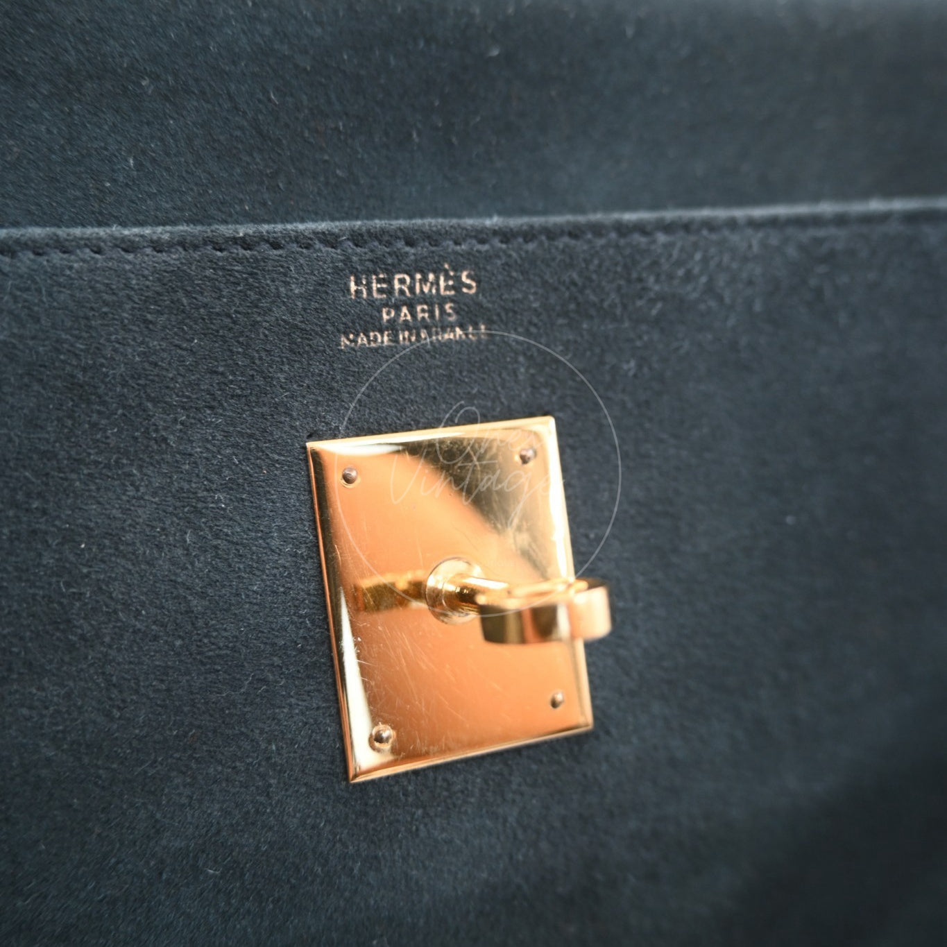 Hermes Kelly 32 Suede GHW Green Circle S