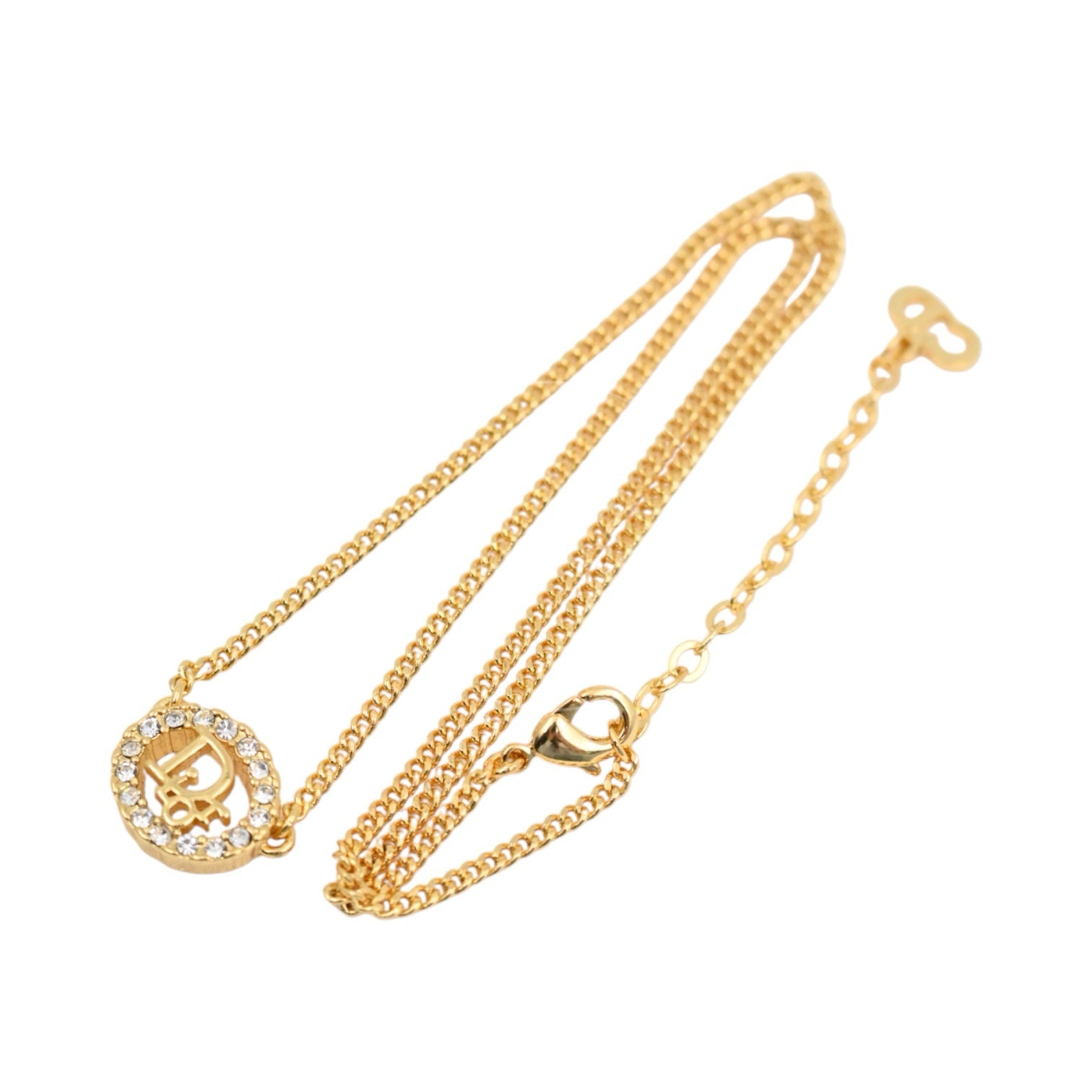 [Pre-owned] Christian Dior Crystal-embellished Logo-pendant Necklace