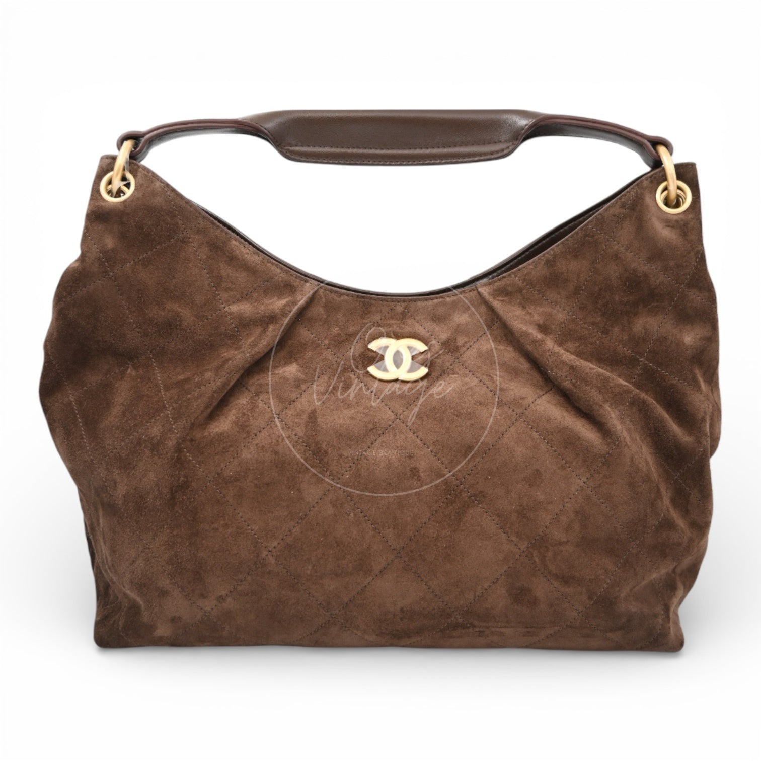 [Unused] Chanel Cruise 25/26 Maxi Suede Calfskin Lambskin Dark Brown Hobo Bag