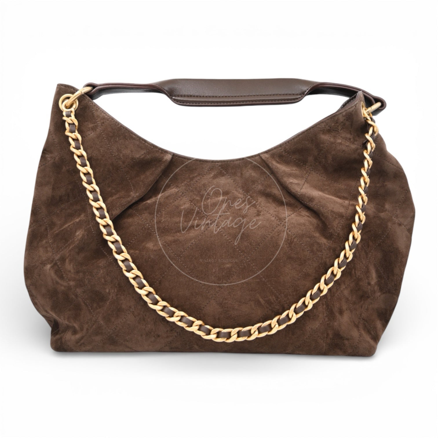 [Unused] Chanel Cruise 25/26 Maxi Suede Calfskin Lambskin Dark Brown Hobo Bag