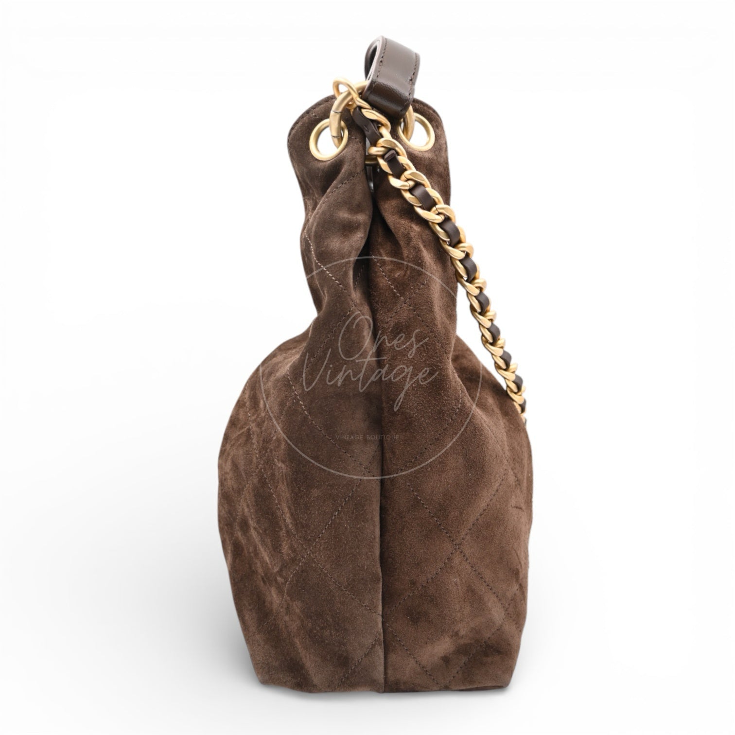 [Unused] Chanel Cruise 25/26 Maxi Suede Calfskin Lambskin Dark Brown Hobo Bag